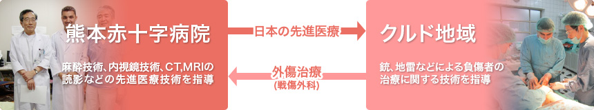 日本からは先進医療、イラクからは外傷治療でそれぞれの技術交流を図っています。