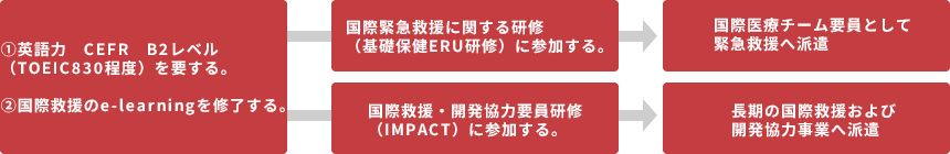 英語能力、必要な技能の研修後に派遣されます。